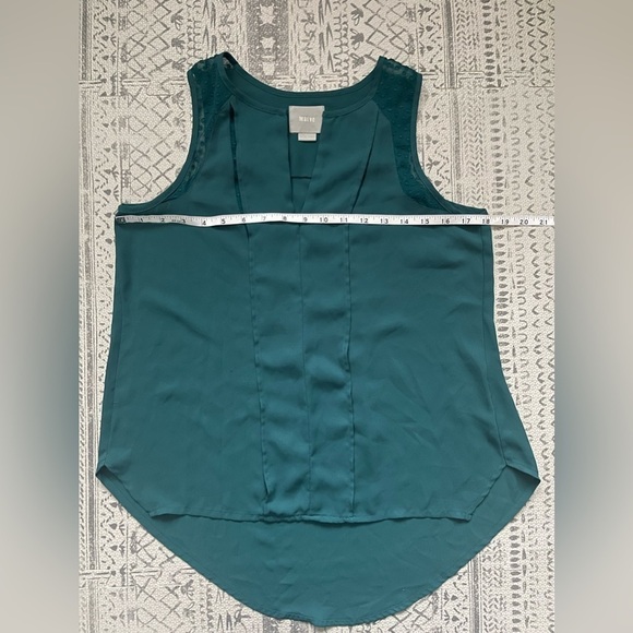 Anthropologie Maeve Green Sleeveless Mesh Polka Dot Cut Out Panels Top - Picture 3 of 7